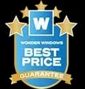 A logo badge for Wonder Windows Best Price Guarantee.